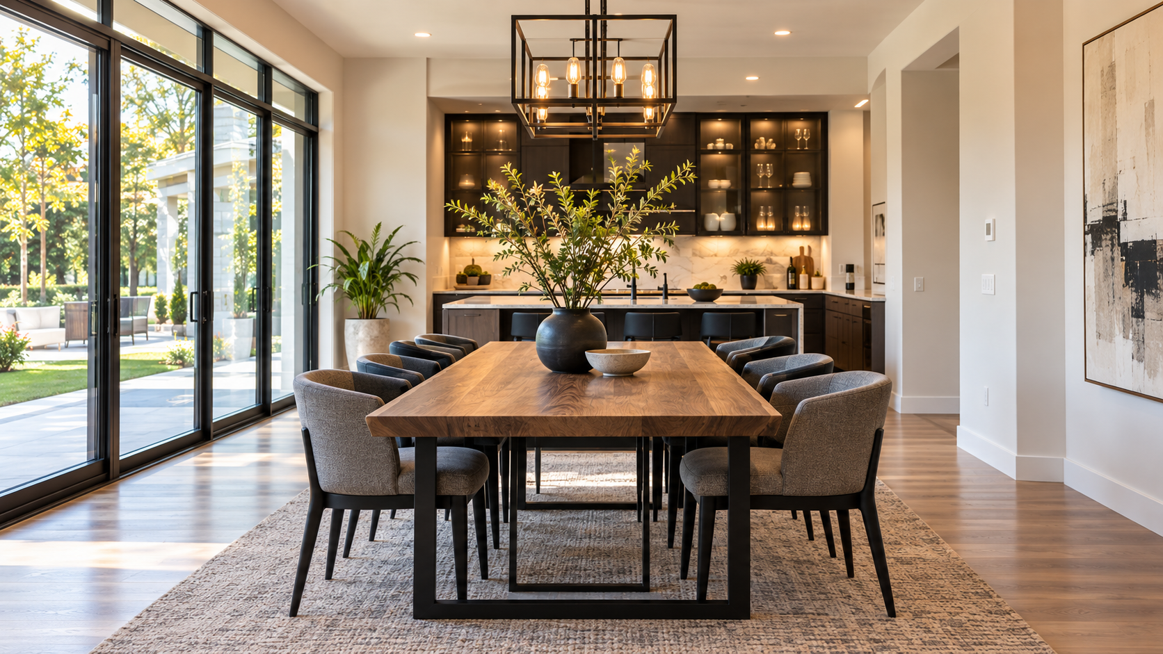 Modern dining room and kitchen